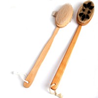 Long Handle Wooden Bath Shower Back Spa Scrubber Dry Skin Natural Bristle Body Brush